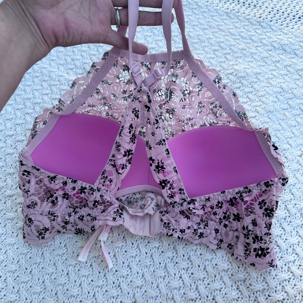 PINK XL WOMENS Floral Lace Bralette in Lavender and Black - Picture 8 of 12